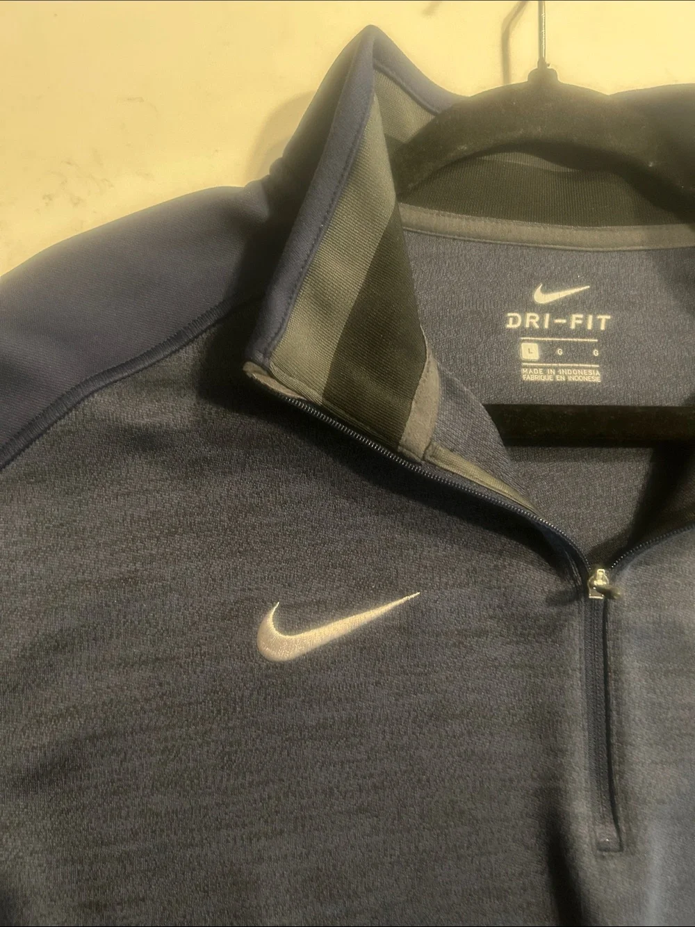Nike Men’s Navy Zip-Up Pullover with Embroidered Marine EGA Logo